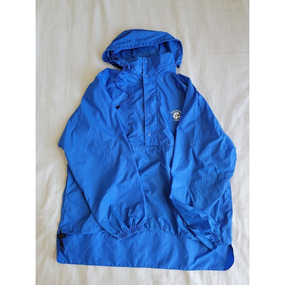 Antigua Indianapolis Colts Windbreaker Mens L Blue Anorak Snap Hooded Jacket